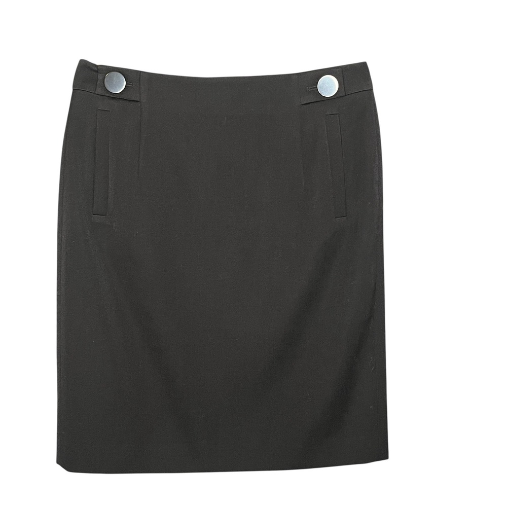 Ann Taylor Black Pencil Skirt Wool Stretch Business Size 2 Career Modern Classic